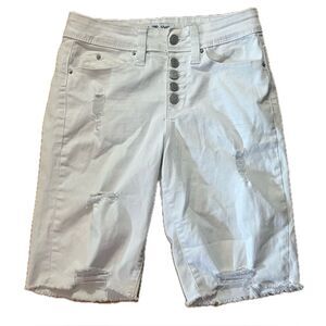 YMI High Rise Distressed Denim Jean Shorts White Size 26